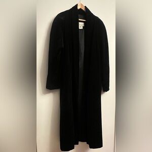 Vintage Black Cotton Velvet Duster Coat – Made in Canada – Fits XL (Tag S)
